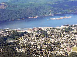 Aerial view of the south end of Port Alberni